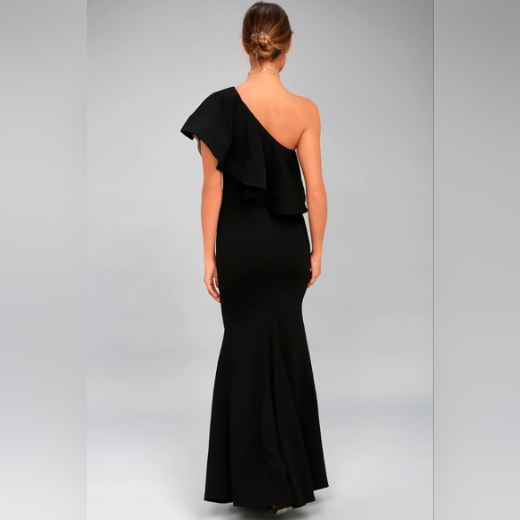 Lulu's So Amazed Black One Shoulder Maxi Dress - Picture 3 of 9